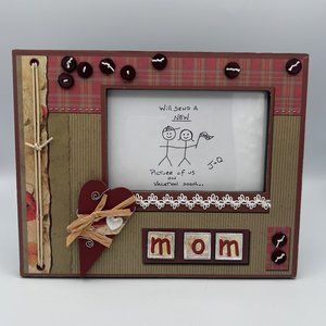Mother's Day Heart Mom "Handcrafted Look" Picture Frame Free Standing